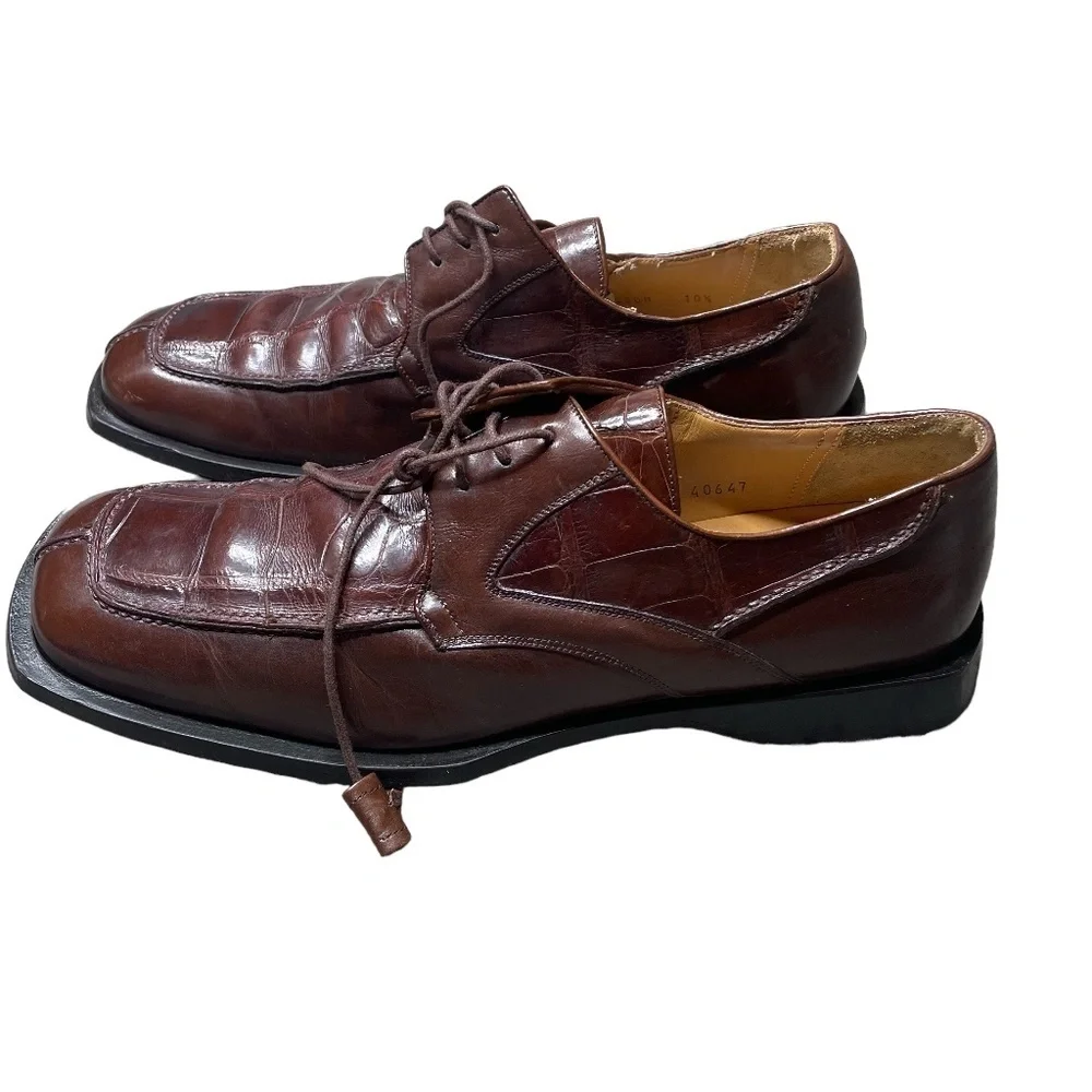 Mezlan Men Genuine Alligator Dress Shoes Piedmont style Brown 10.5 M‎